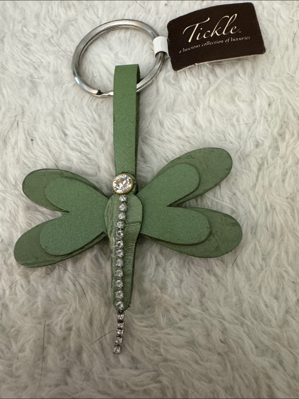 Department 56 Tickle Dragonfly Leather Key Chain with Ring New
